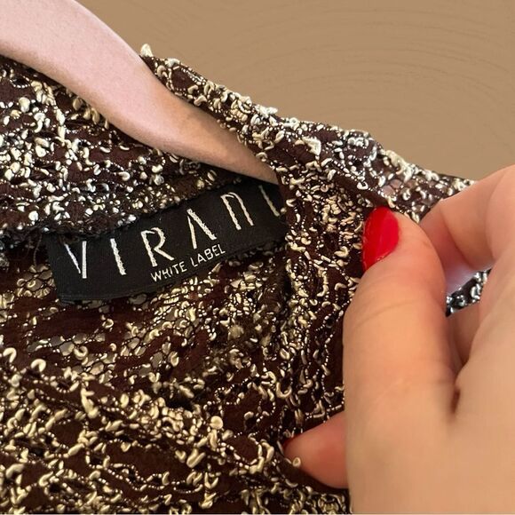 Vintage 90s textured brown and beige high neck bodysuit - Picture 8 of 10